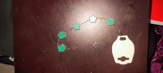 Bracciale Acciaio Inox con Fiori Verdi