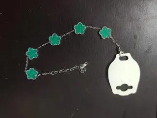 Bracciale Acciaio Inox con Fiori Verdi