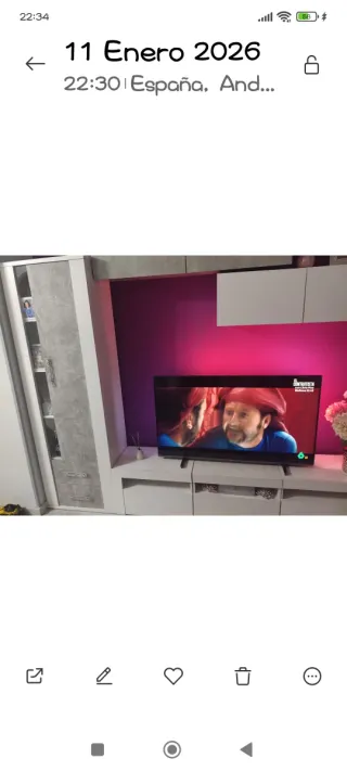 Mueble salón blanco y cemento