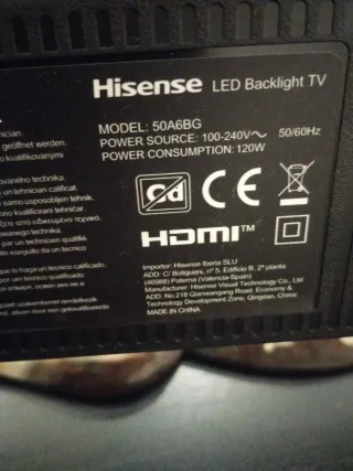TV Hisense 50A6BG LED 120W Pantalla rota