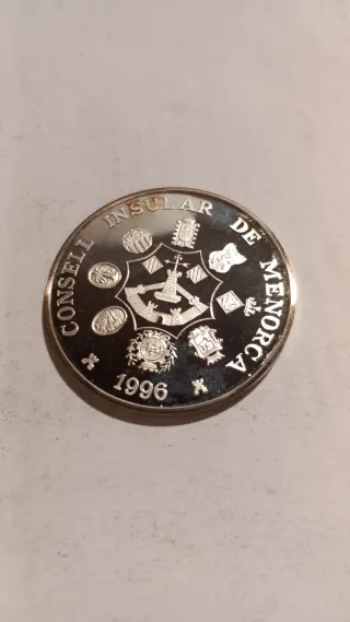 Moneda 5 Ecu Plata 999 1oz 1996 Menorca