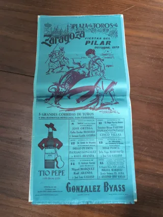 Cartel Toros Zaragoza Fiestas del Pilar 1972