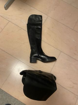 Stivali in pelle, numero 37, al ginocchio, neri