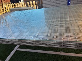 Mesa de jardín cristal y plástico