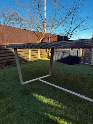 Mesa de jardín cristal y plástico