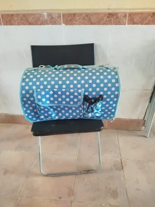 Transportín para mascotas azul y blanco