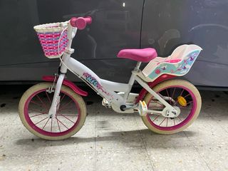 Bonita bicicleta infantil rosa y blanca