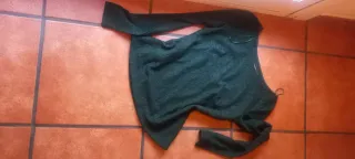 Camiseta encaje verde botella