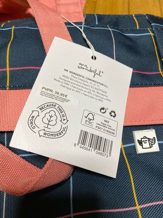 Bolso y mochila Mr. Wonderful cuadros azul y rosa