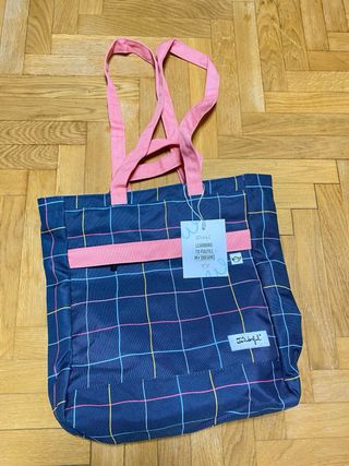 Bolso y mochila Mr. Wonderful cuadros azul y rosa