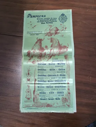 Cartel Toros Pamplona San Fermín Julio 1957