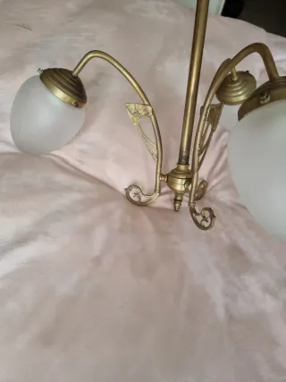 Lámpara Modernista Art Decó Metal y Cristal.