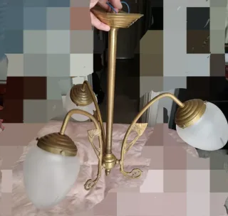 Lámpara Modernista Art Decó Metal y Cristal.