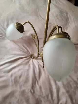 Lámpara Modernista Art Decó Metal y Cristal.