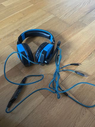 Cascos gaming con micrófono azul