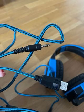 Cascos gaming con micrófono azul