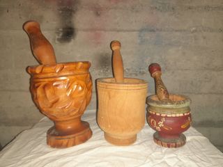 Set 3 Mortai Antichi in Legno