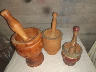 Set 3 Mortai Antichi in Legno