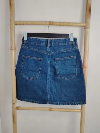 Saia Jeans Stradivarius com Faixas Laterais