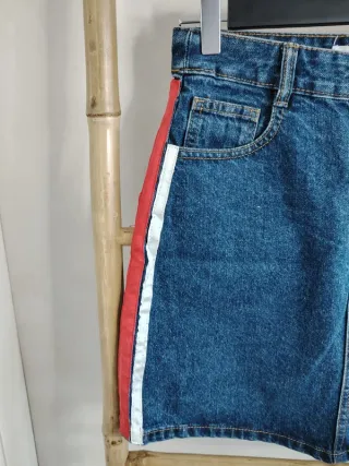 Saia Jeans Stradivarius com Faixas Laterais