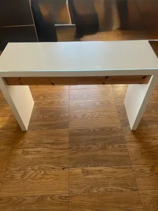 Tocador Blanco y Madera con Cristal Ikea