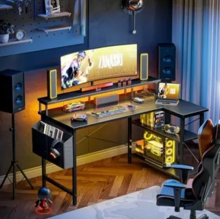 Escritorio Gamer Negro y Morado