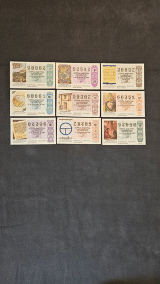 Colección de décimos de Lotería Nacional 1986