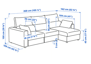 Sofá Chaiselongue 3 Plazas IKEA Beige