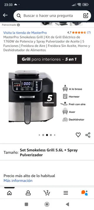 Masterpro Grill Eléctrico 1760W + Spray