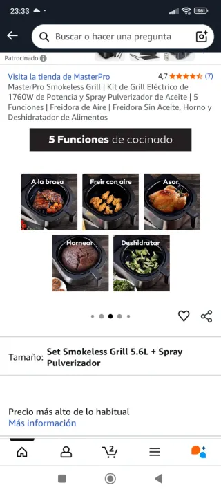 Masterpro Grill Eléctrico 1760W + Spray