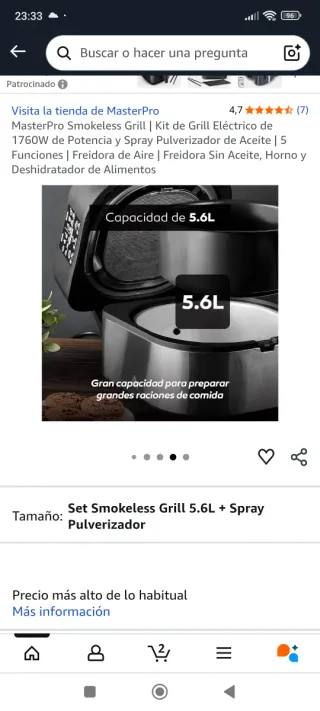 Masterpro Grill Eléctrico 1760W + Spray