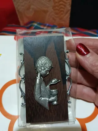 Bambino Comunione in Peltro Cesellato Mano vintage