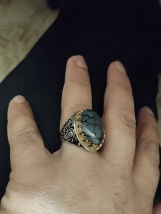 Anillo Plata 925 Hombre Diseño Negro y Oro