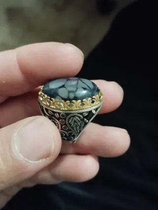 Anillo Plata 925 Hombre Diseño Negro y Oro