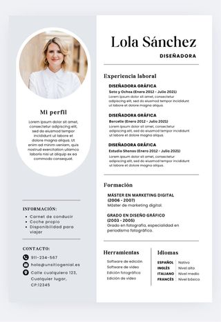 Currículum profesional personalizado