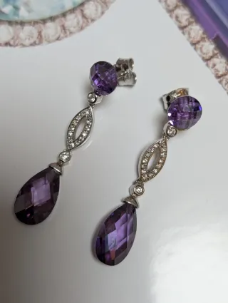 Pendientes Plata Morados con Circonitas