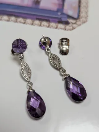 Pendientes Plata Morados con Circonitas