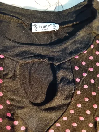 Camiseta negra lunares fucsia Talla S