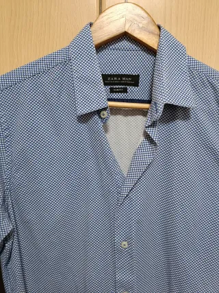 Camisa Zara Slim Fit Estampada Talla M