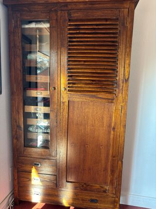 Armario Colonial Madera y Cristal