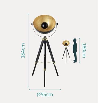 Candeeiro de Pé EGLO Preto e Dourado