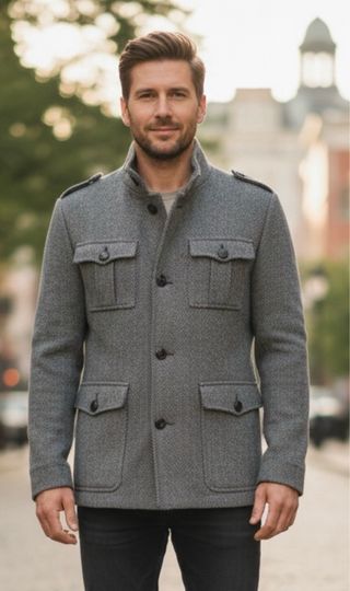 Chaqueta Zara Man Campo Paño Gris Talla M
