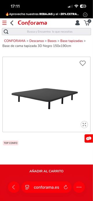 Se vende somier color gris con 8 patas reforzadas