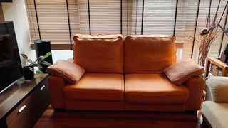 Sofá 3 plazas extensible algodón naranja