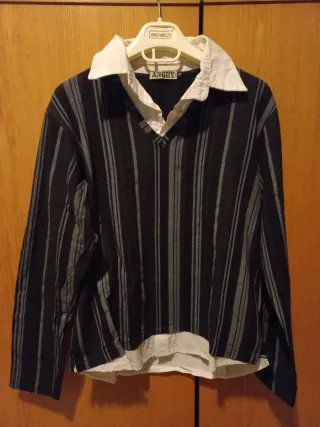 Maglietta ANGRY a righe con colletto