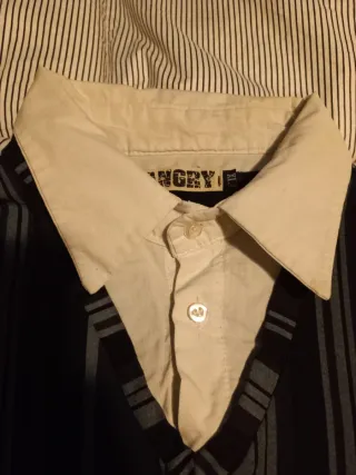 Maglietta ANGRY a righe con colletto