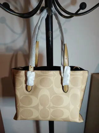 Mala Coach Bege Dourada