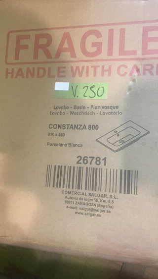 Lavabo CONSTANZA SALGAR porcelana blanca