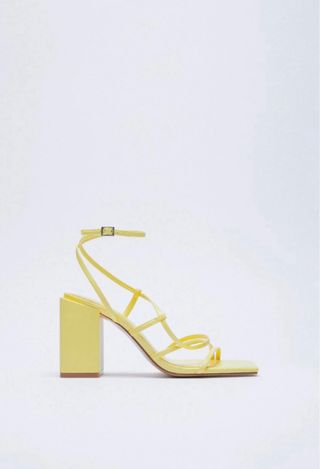 Sandalias tacón Zara amarillas T40