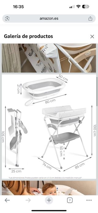 Cambiador y bañera pregable con patas